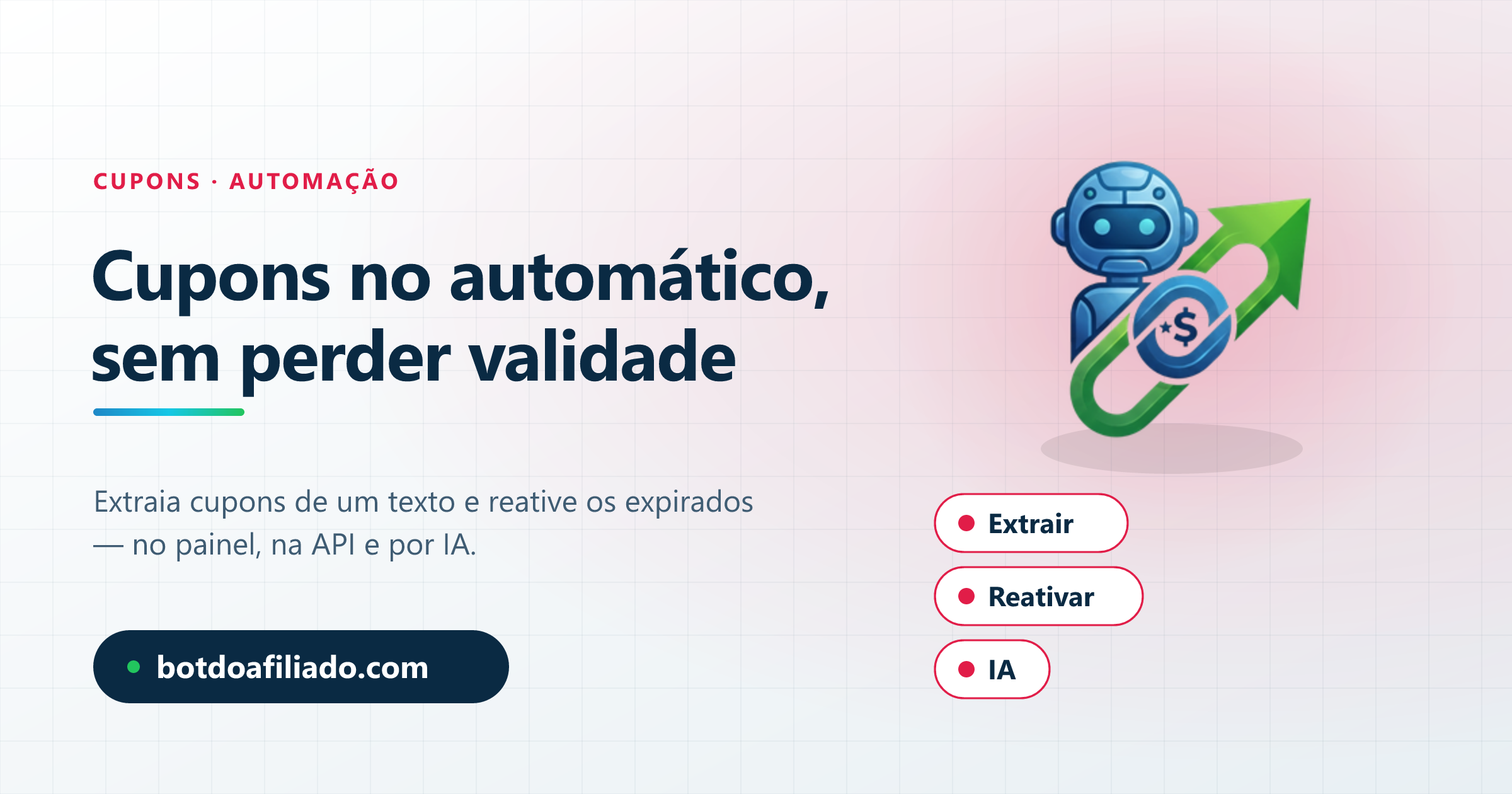 Módulo de cupons do Bot do Afiliado: cadastro por IA e reativação de expirados